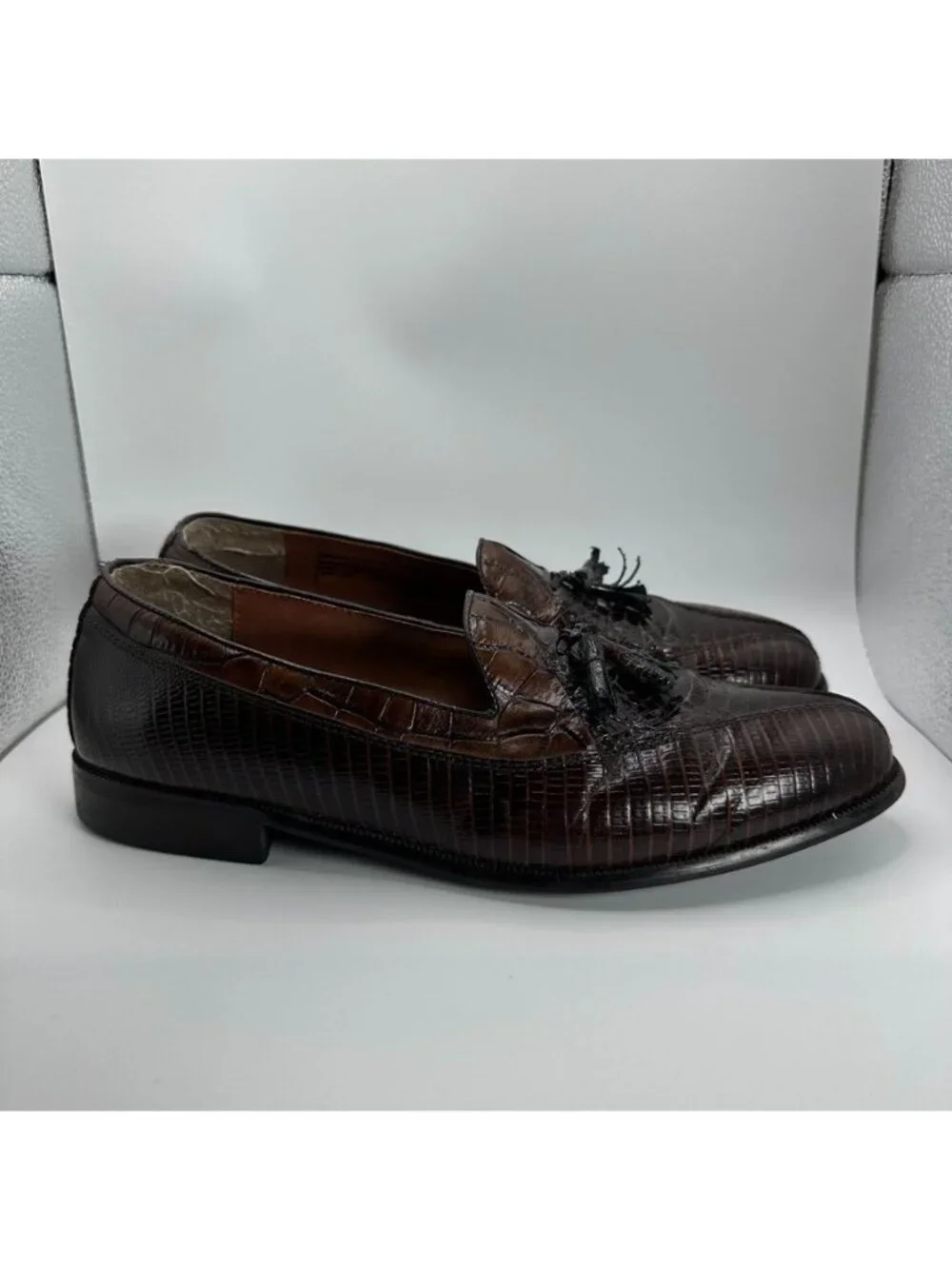 Stacy Adams Loafers Dress Shoes Mens Size 10.5 M Genuine Snake Leather Brown